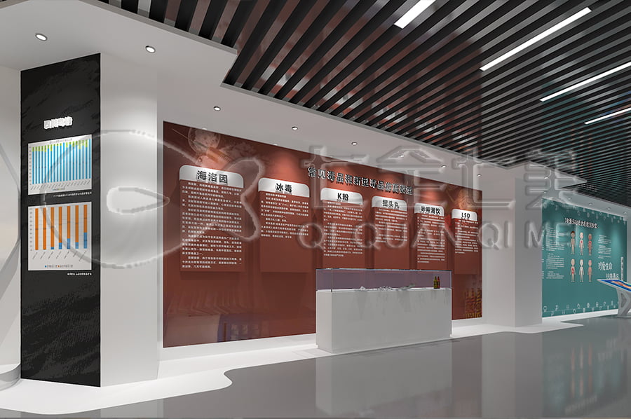 禁毒展廳效果圖，多媒體禁毒防艾基地施工，禁毒防艾宣傳基地設(shè)計(jì)布局